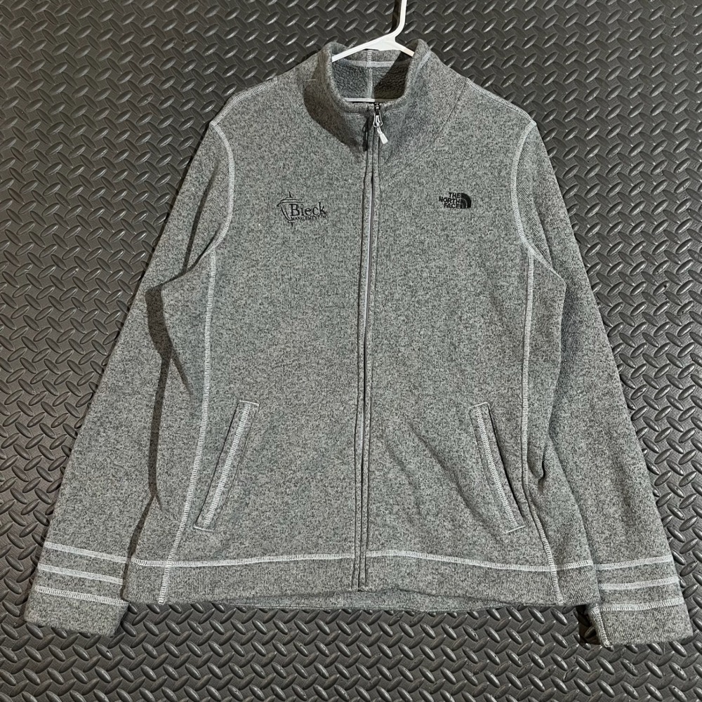 The North Face Gray Heather Bieck Logo Full‎ Zip Fleece Sweater Men's Size XL
